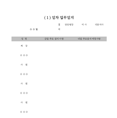 일차 업무일지 일차 업무일지